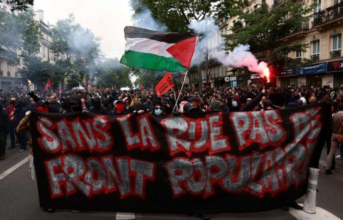Un manifestante contro l’”estrema destra” rimprovera il Nuovo Fronte Popolare per aver definito “terroristici” gli attacchi di Hamas