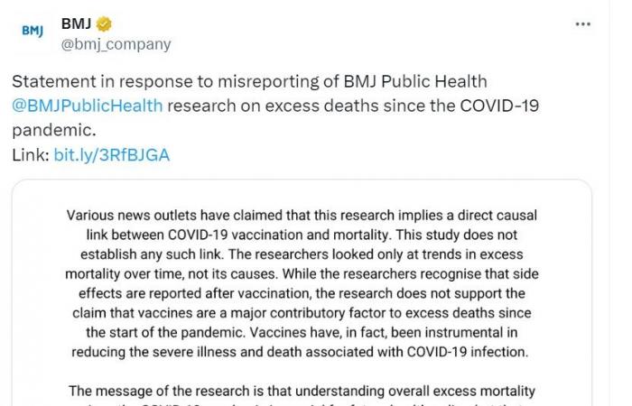 Uno studio pubblicato sul BMJ dimostra che la vaccinazione contro il Covid ha causato un eccesso di mortalità globale? È sbagliato