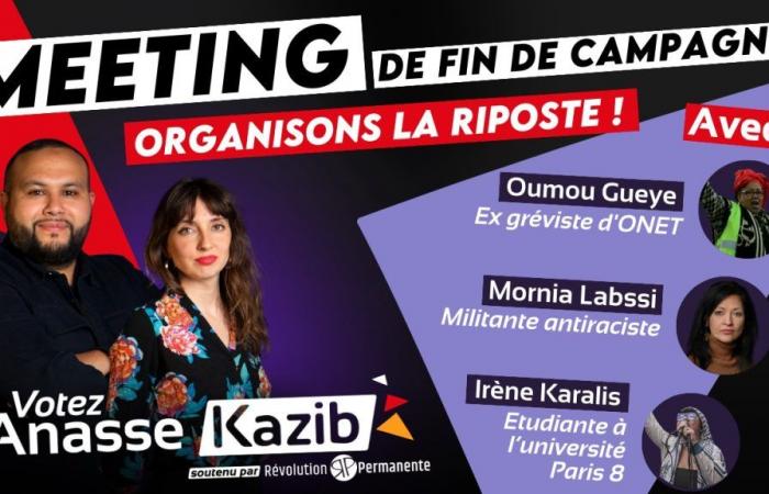 tutti all’incontro di fine campagna di Anasse Kazib questo venerdì alle 19 a Saint-Denis!