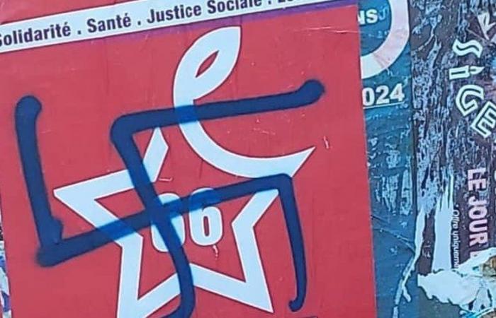 Svastiche, insulti e minacce di morte, manifesti del Partito Comunista e del Nuovo Fronte Popolare presi di mira dai Pirenei Orientali