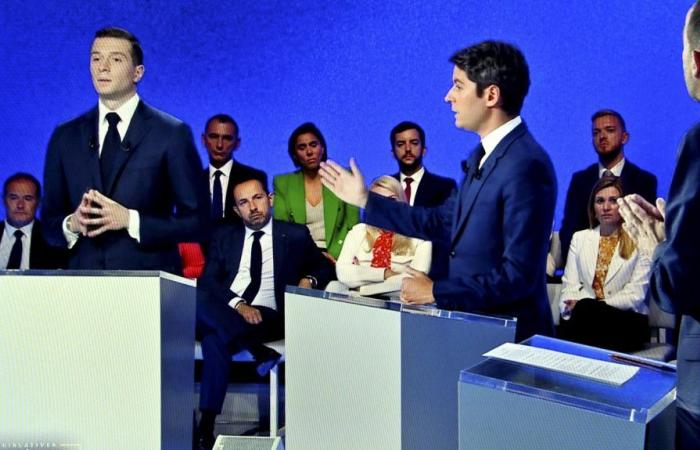 una drammatizzazione delle questioni prima del secondo dibattito che riunisce Gabriel Attal, Olivier Faure e Jordan Bardella