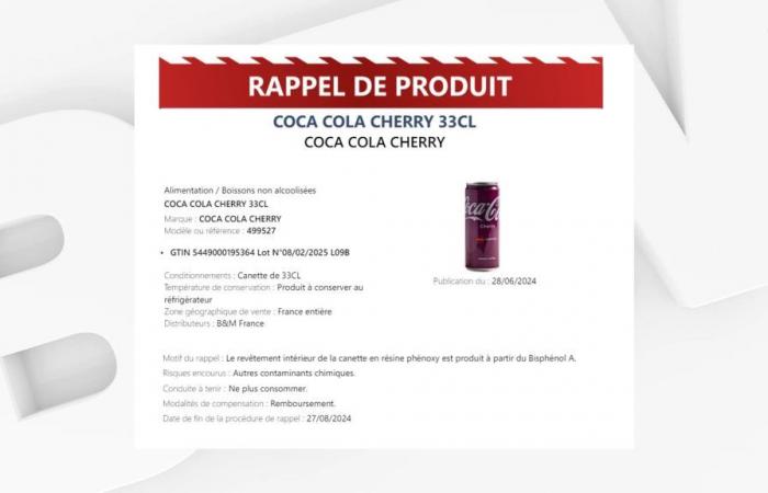 lattine di “Coca-Cola cherry” richiamate in tutta la Francia