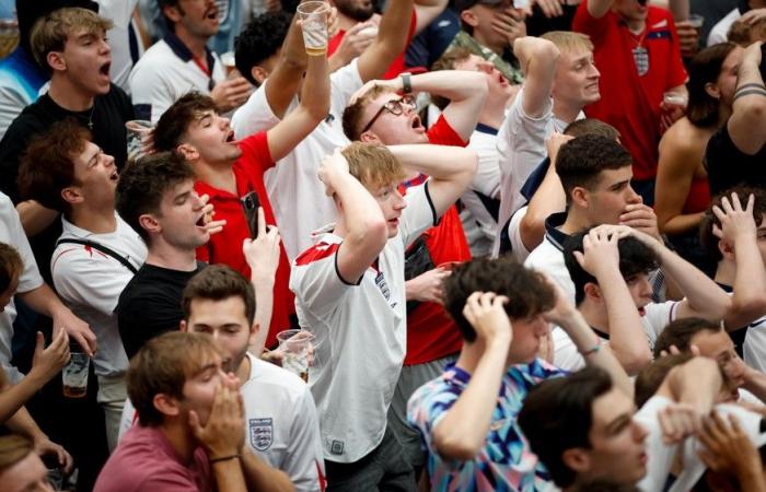 Immagini dei tifosi inglesi durante la sfida degli ottavi di finale contro la Slovacchia