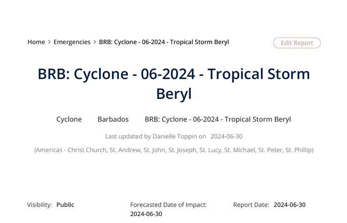 Barbados: Ciclone – 06-2024 – Tempesta tropicale Beryl (2024-06-30) – Barbados