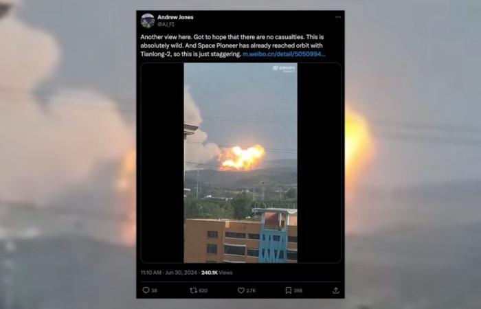 immagini impressionanti di un razzo che esplode pochi secondi dopo il lancio (video)