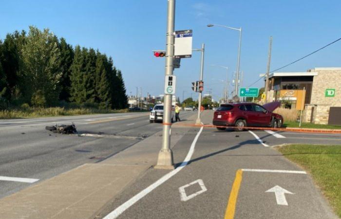 Incidente tra una moto e un veicolo in Quebec