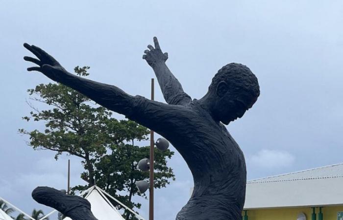 Nella Senna Marittima, uno scultore realizza una statua di un famoso calciatore internazionale