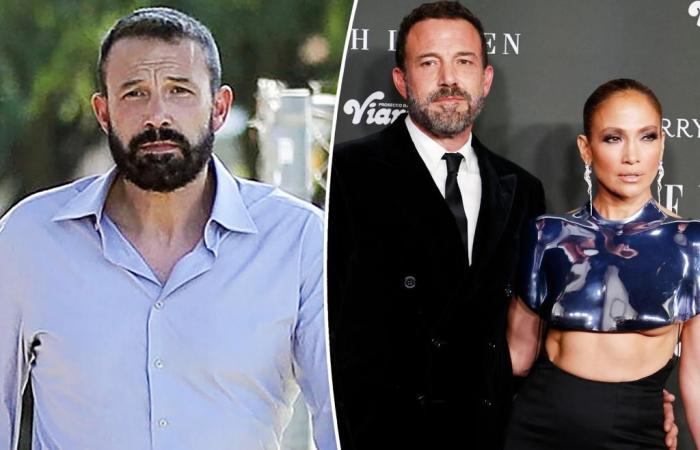 Ben Affleck fa il suo debutto con la barba appena tinta durante il divorzio di Jennifer Lopez