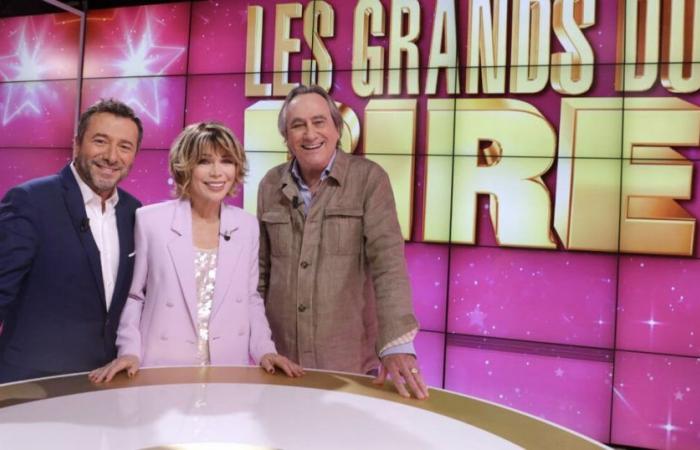 Philippe Lavil e Pascale Petit sotto i riflettori in Les Grands du laughter con Bernard Montiel e Karen Cheryl