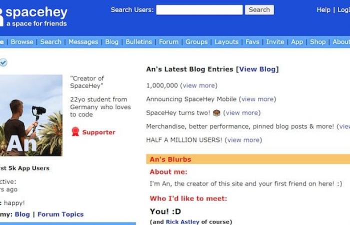 Il “clone” di MySpace del giovane programmatore supera il milione di registrazioni