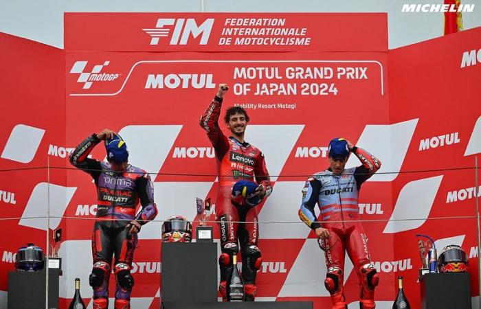 MotoGP Japan J3, Debriefing Francesco Bagnaia (Ducati/): “potrebbe essere una bella situazione arrivare a Valencia a pari punti e chi vince è il campione”, ecc. (interezza)