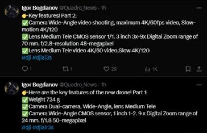 L’importante fuga di notizie su DJI Air 3S rivela quasi tutte le funzionalità del prossimo drone a doppia fotocamera con modalità di volo avanzate