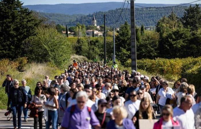 diverse centinaia di persone hanno partecipato alla marcia silenziosa a sostegno di Gisèle Pelicot