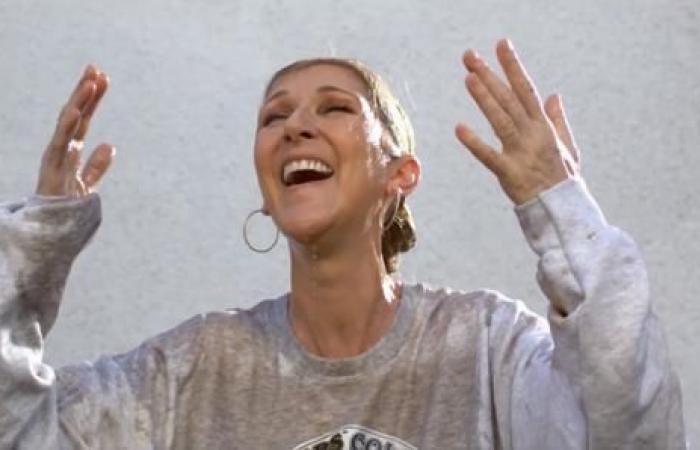 Celine Dion fa un’apparizione notevole mentre viene cosparsa di Gatorade arancione