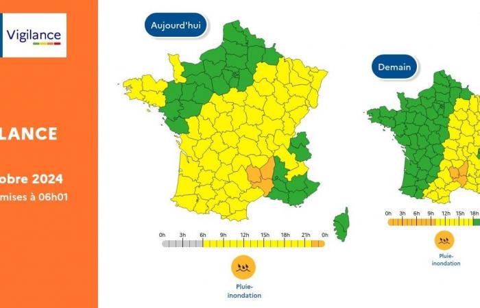 Allerta meteo: Météo-France mantiene questa mattina tre dipartimenti in allerta arancione per piogge e piene: Gard, Lozère e Ardèche – Scopri la mappa