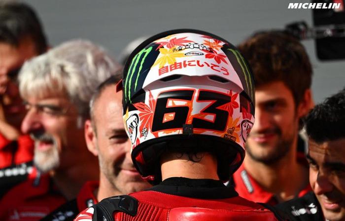 MotoGP Japan J3, Debriefing Francesco Bagnaia (Ducati/): “potrebbe essere una bella situazione arrivare a Valencia a pari punti e chi vince è il campione”, ecc. (interezza)