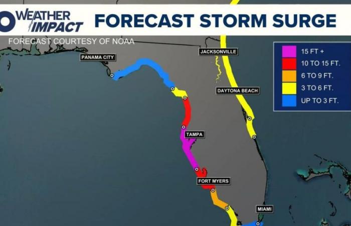 Uragano Milton | Cosa significa un’ondata di tempesta di 15 piedi?