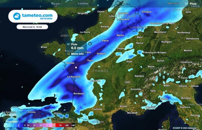 Precipitazioni eccezionali previste dalla prossima notte in Francia! Fino a 100 litri/m² in 24 ore!