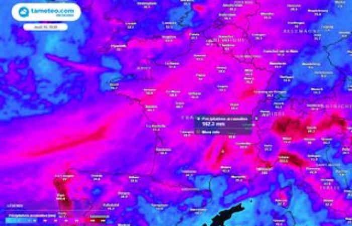 Precipitazioni eccezionali previste dalla prossima notte in Francia! Fino a 100 litri/m² in 24 ore!