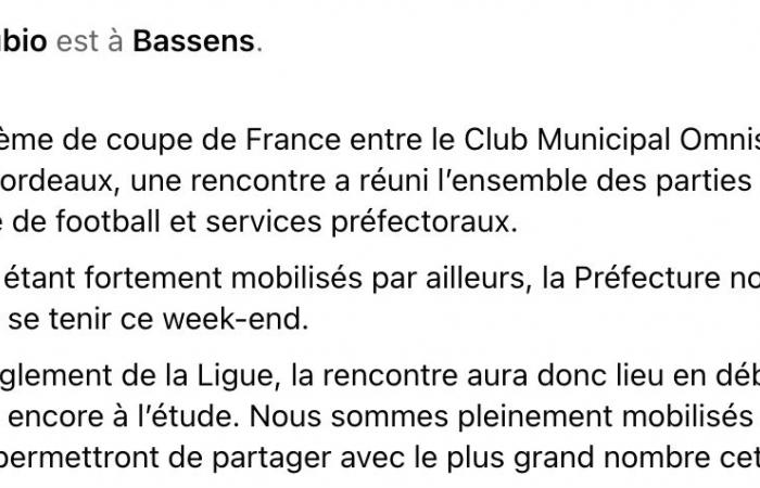 Coupe de France: i Girondini non giocheranno questo fine settimana contro i Bassens