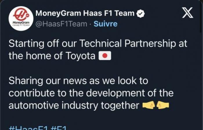 IN FORMULA 1, TOYOTA ANNUNCIA UNA PARTNERSHIP CON IL TEAM STATUNITENSE HAAS GP GIÀ LEGATO A… FERRARI PER I SUOI ​​MOTORI!