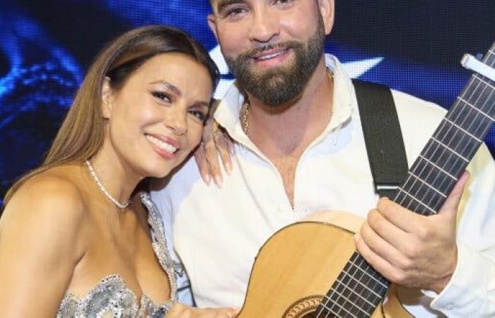 Kendji Girac raggiante e vicinissimo a Eva Longoria che gli regala teneri baci: le offre un regalo sublime