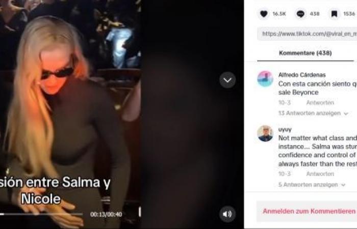 Nicole Kidman spinge via Salma Hayek a un evento di moda