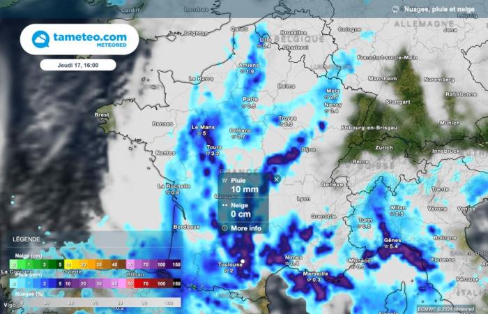 le nostre mappe mostrano un aumento delle piogge in Francia! Météo-France estende la sua vigilanza arancione!