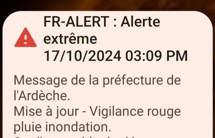 Allarme rosso in Ardèche: il messaggio automatico FR-Alert inviato per la prima volta è arrivato fino alla Drôme