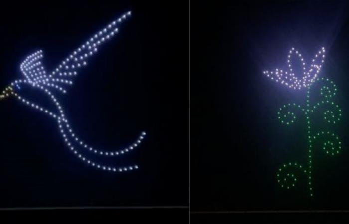 Il cielo di Tampon illuminato ieri sera da uno spettacolo di 200 droni e fuochi d’artificio: il primo a Reunion! -LINFO.re