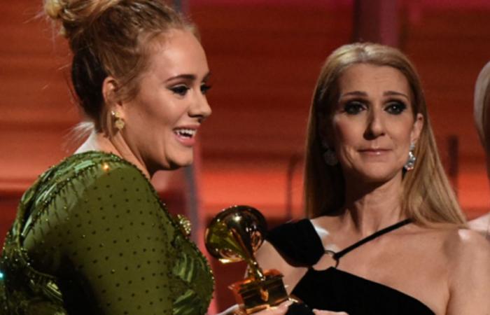 Adele interrompe il suo concerto e scoppia in lacrime per abbracciare Celine Dion, presente tra il pubblico