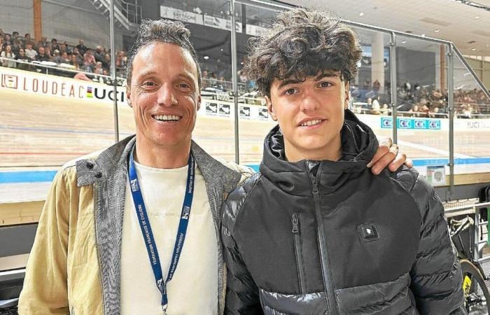 L'ex pilota professionista e amatoriale Sylvain Chavanel, sostenitore numero 1 di suo figlio ai campionati francesi su pista di Loudéac