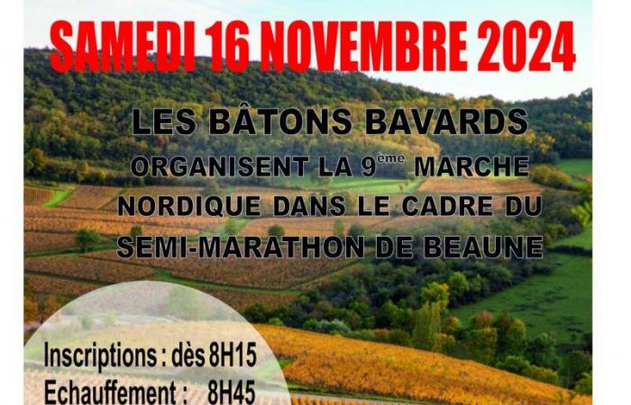 Beaune – Les Bâtons Bavards organizzano la loro 9a Nordic Walk a beneficio della League Against Cancer nell'ambito della Mezza Maratona di Beaune