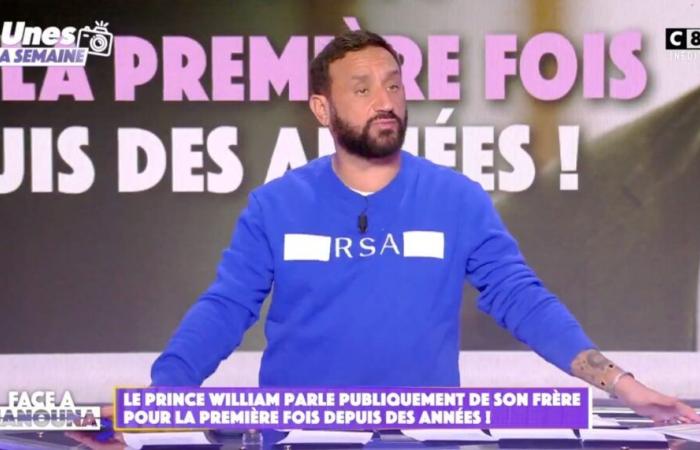 Di fronte ad Hanouna: Cyril Hanouna si presenta con un maglione “RSA”.