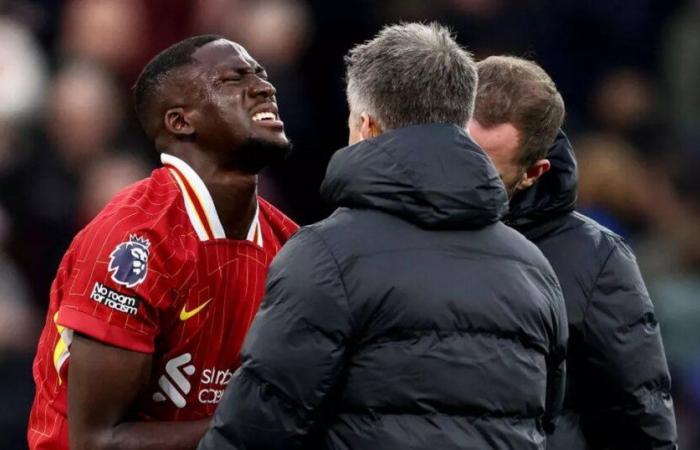 Colpo di infortunio di Ibrahima Konate per il Liverpool mentre il difensore è stato costretto ad abbandonare contro il Brighton