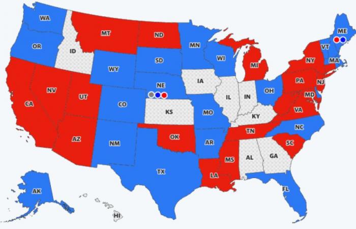 aggiornata in tempo reale la mappa dei risultati del duello Trump-Harris