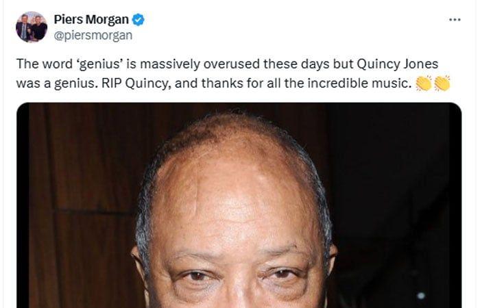 Piers Morgan rende un commovente omaggio a Quincy Jones