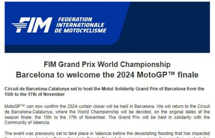 MotoGP UFFICIALE: Barcellona ospiterà la finale del Campionato del Mondo 2024