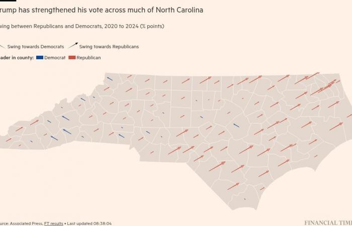 Lo swing verso Trump nelle mappe e nei grafici