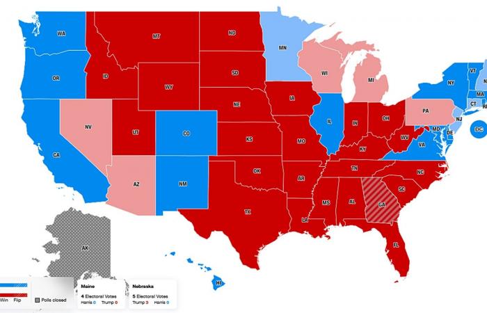 Controlla la mappa di conteggio in tempo reale dei risultati dei sondaggi presidenziali degli Stati Uniti qui