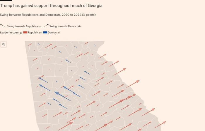 Lo swing verso Trump nelle mappe e nei grafici