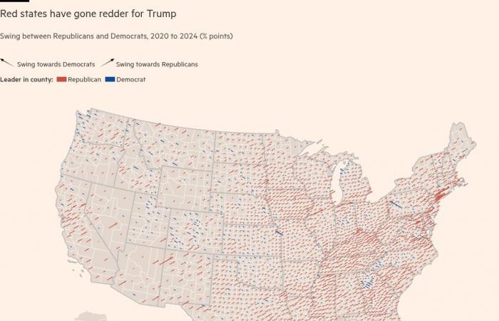 Lo swing verso Trump nelle mappe e nei grafici