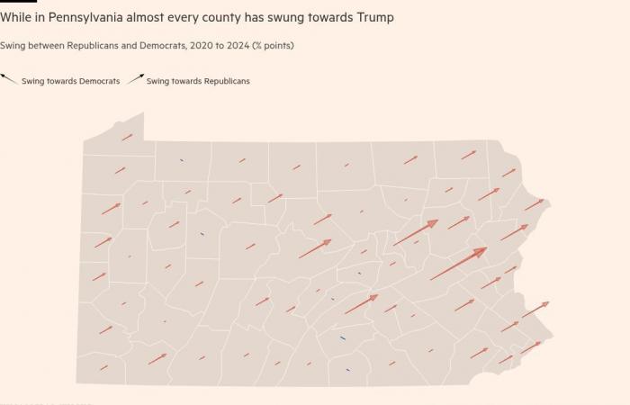 Lo swing verso Trump nelle mappe e nei grafici