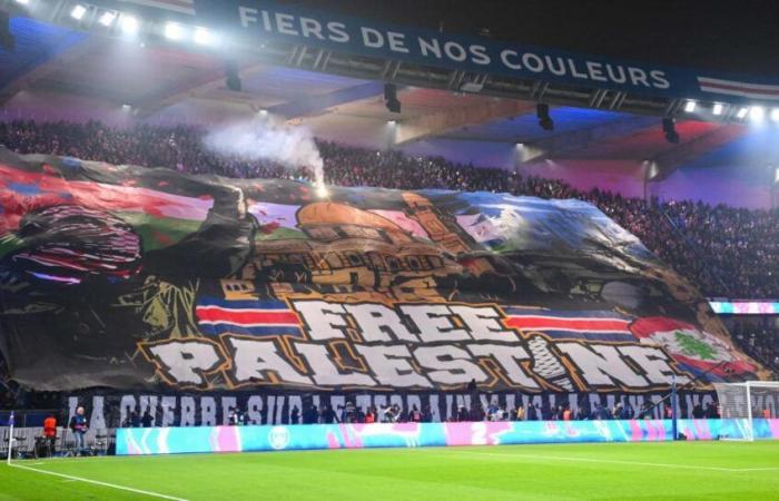 “Palestina Libera”, il magnifico tifo al Parco dei Principi prima dell'Atletico