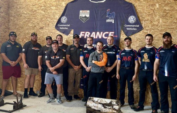 Per i Campionati del mondo di Timbersports, le squadre francese e australiana si sono allenate ad Ariège