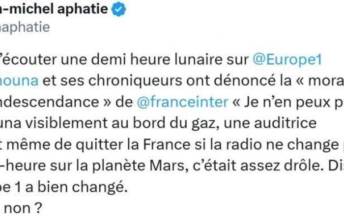 Jean-Michel Aphatie accusato di antisemitismo dopo un tweet in cui affermava che Cyril Hanouna è… “sull’orlo del gas” – Il giornalista Gauthier Le Bret ritiene che “questo messaggio è come quello di Jean-Marie Le Pen e del suo crematorio Durafour “