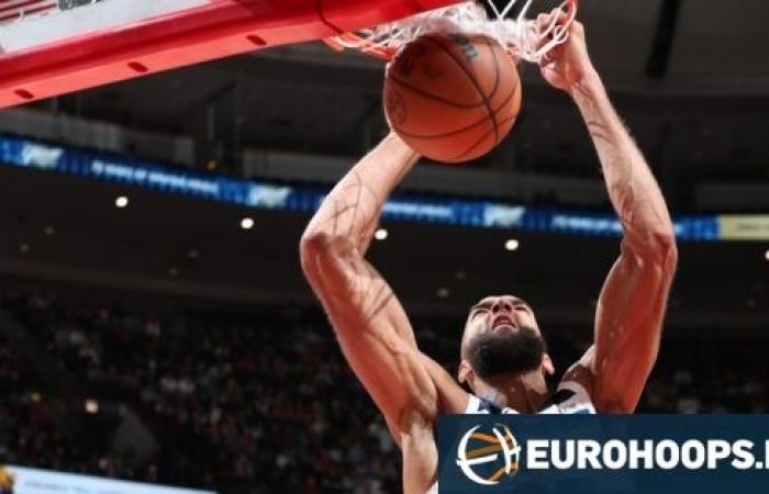 Rudy Gobert, Minnesota Timberwolves sopraffanno Nikola Vucevic, Chicago Bulls