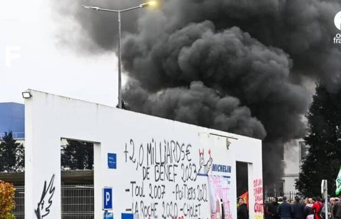 una giornata di rabbia davanti allo stabilimento Michelin di Cholet