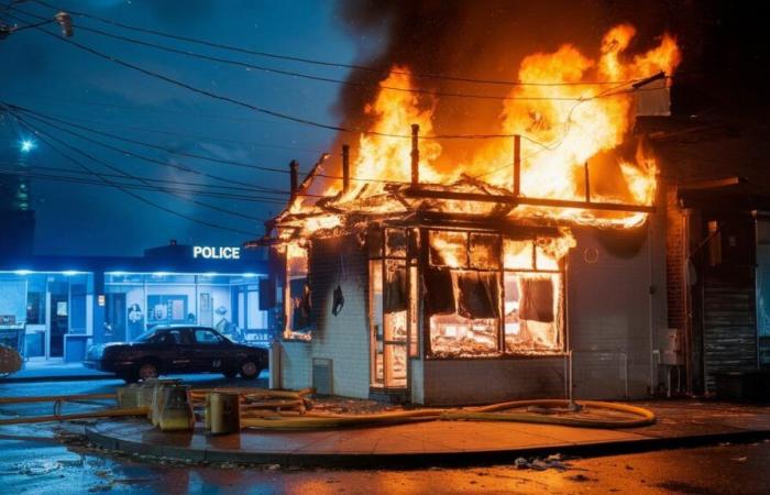 Sospetto incendio in una macelleria vicino a una stazione di polizia