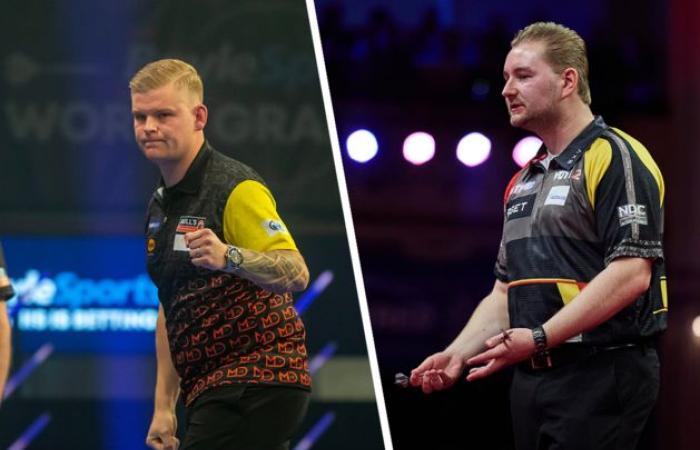 Mike De Decker e Dimitri Van den Bergh si invertono i ruoli nella seconda giornata del Grande Slam di Freccette: belgi ancora in corsa per gli ottavi